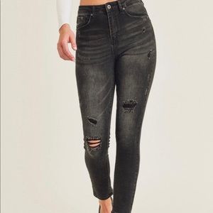 **New** Distressed Washed Black Denim Jean - Regular and Plus Sizes Available